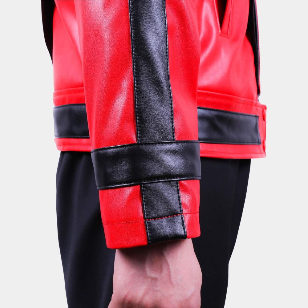 Michael Jackson 70s Style Vintage Leather Jacket - Sleeve Close - Up View