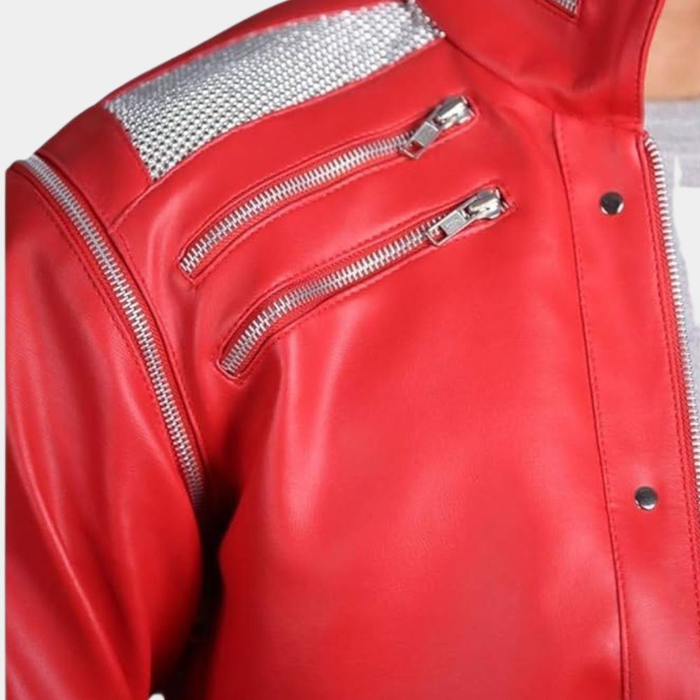 Michael Jackson Beat It Leather Jacket - Character Front Close - Up View