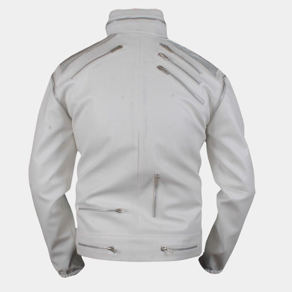 Michael Jackson Beat It Leather Jacket - Mannequin Back Posture View