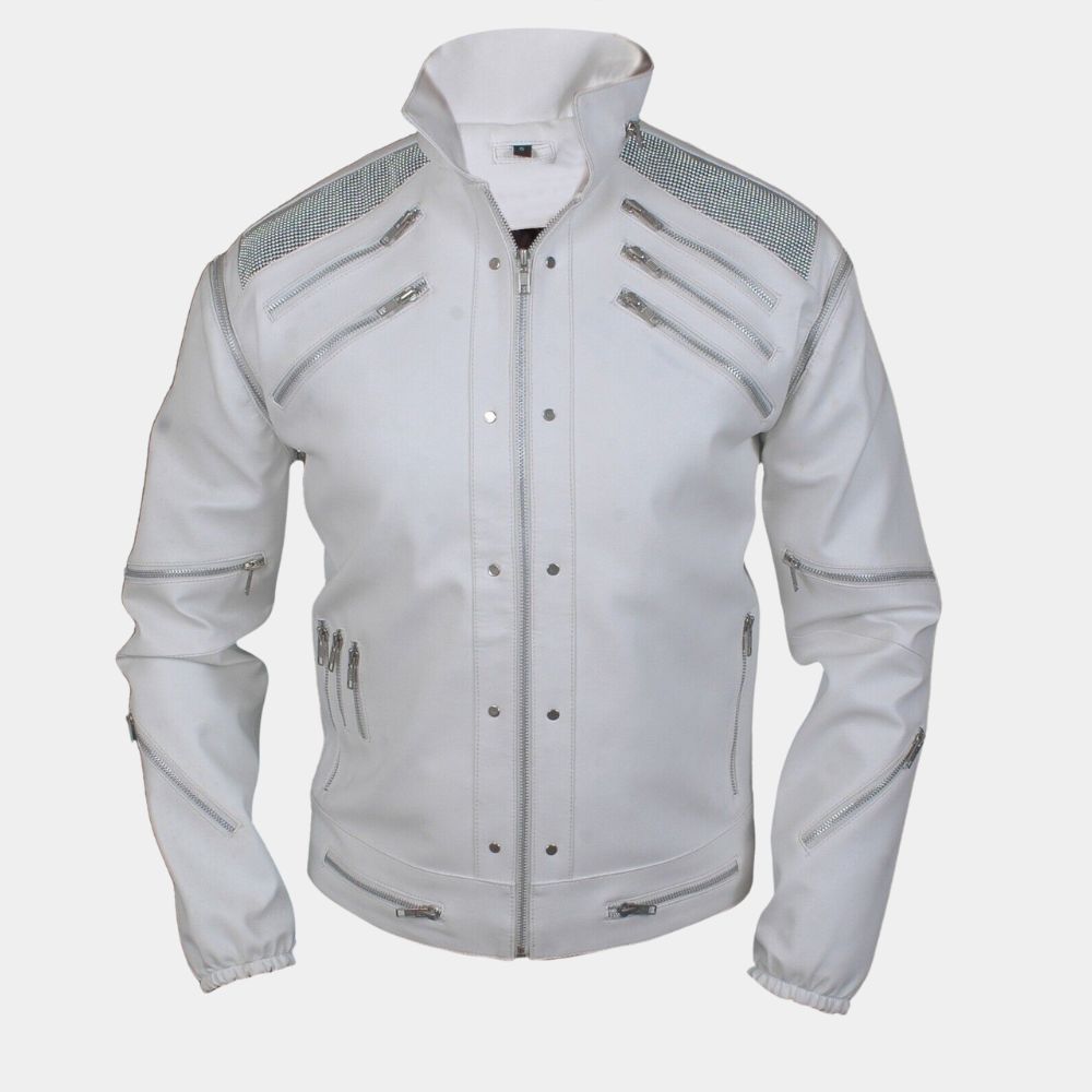 Michael Jackson Beat It Leather Jacket - Mannequin Front Posture View