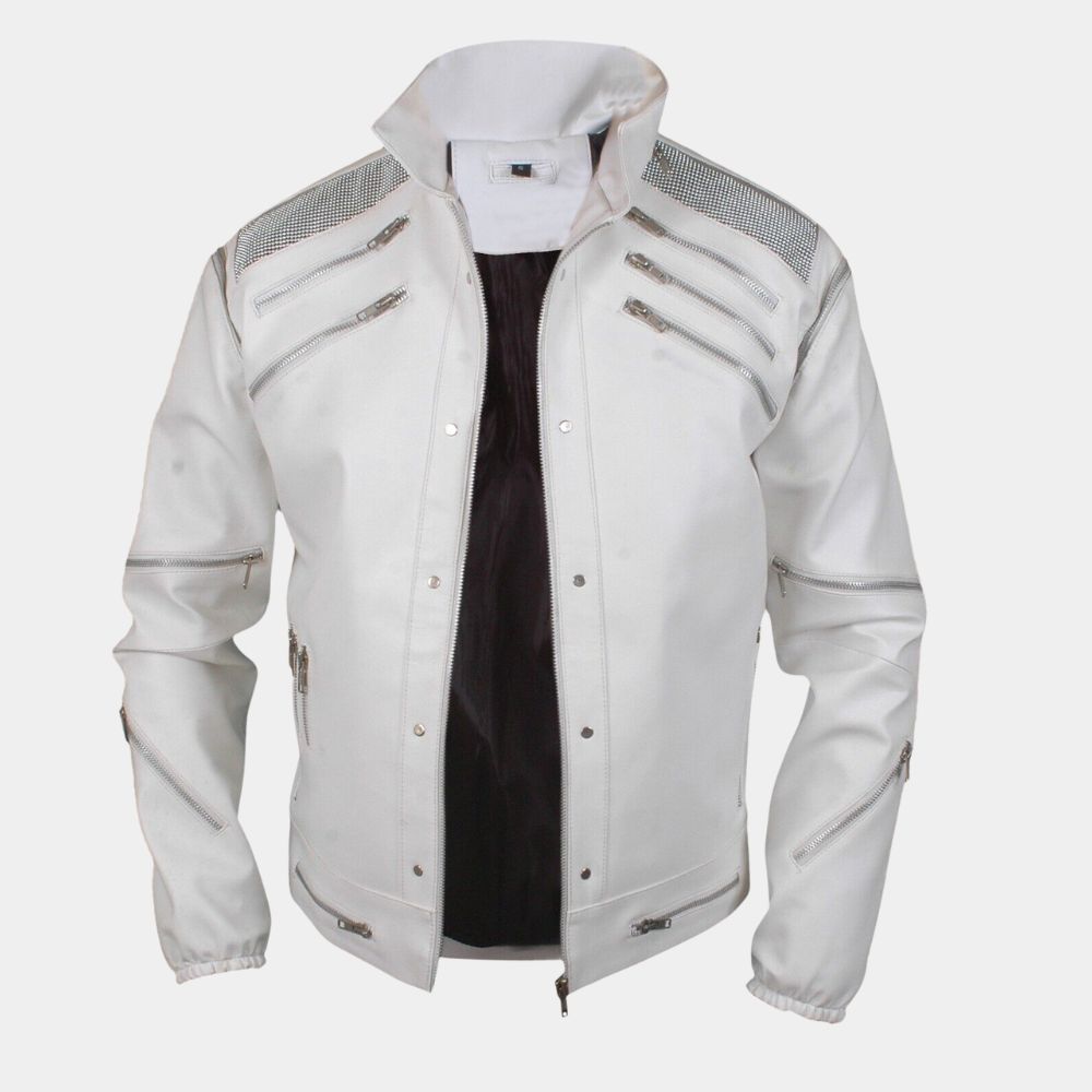 Michael Jackson Beat It Leather Jacket - Mannequin Posture Front View