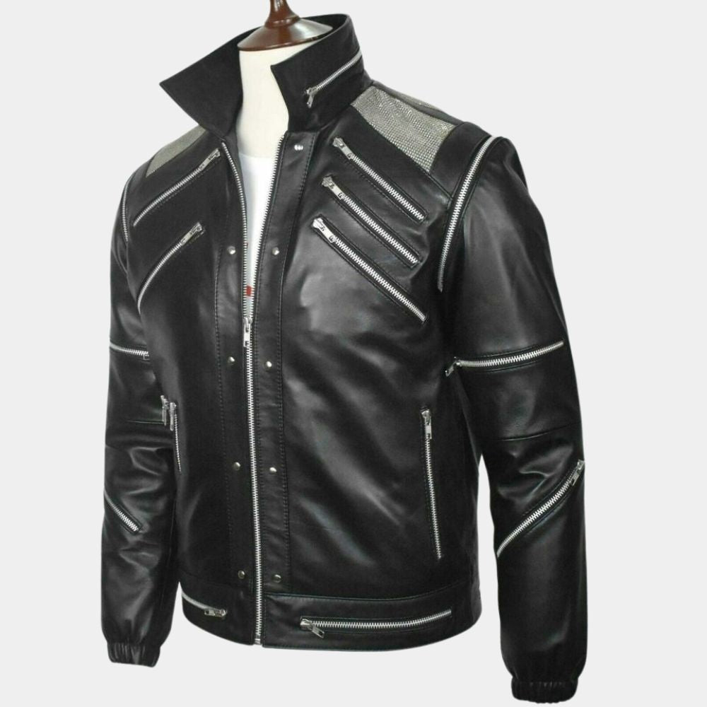 Michael Jackson Beat It Leather Jacket - Mannequin Side View