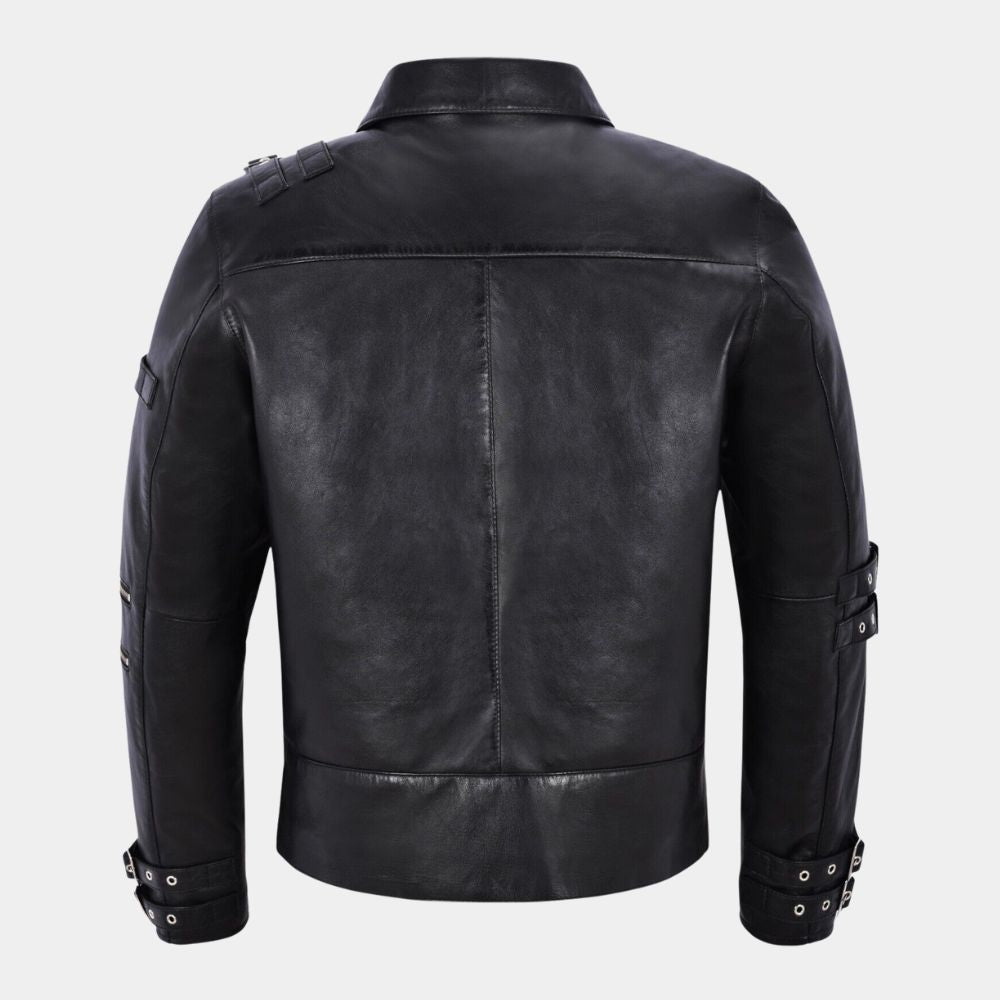 Michael Jackson Black Bad Multi buckle Strap Jacket - Mannequin Back View