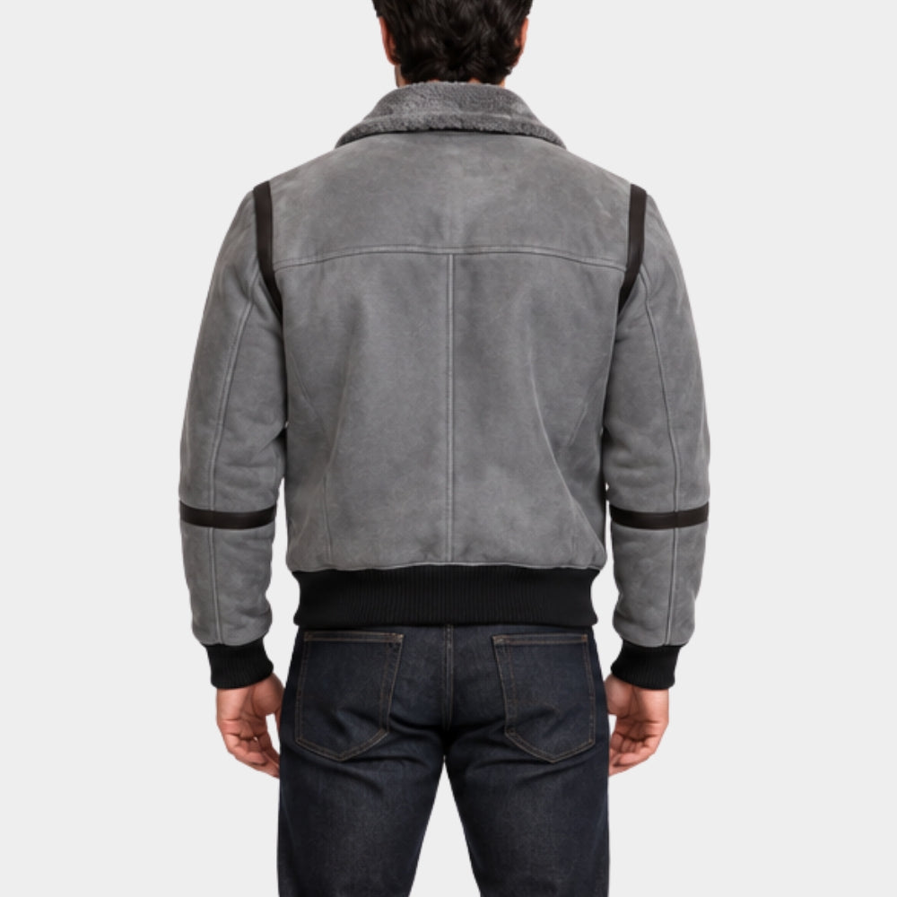 Mike Tyson Grey Shearling Leather Jacket