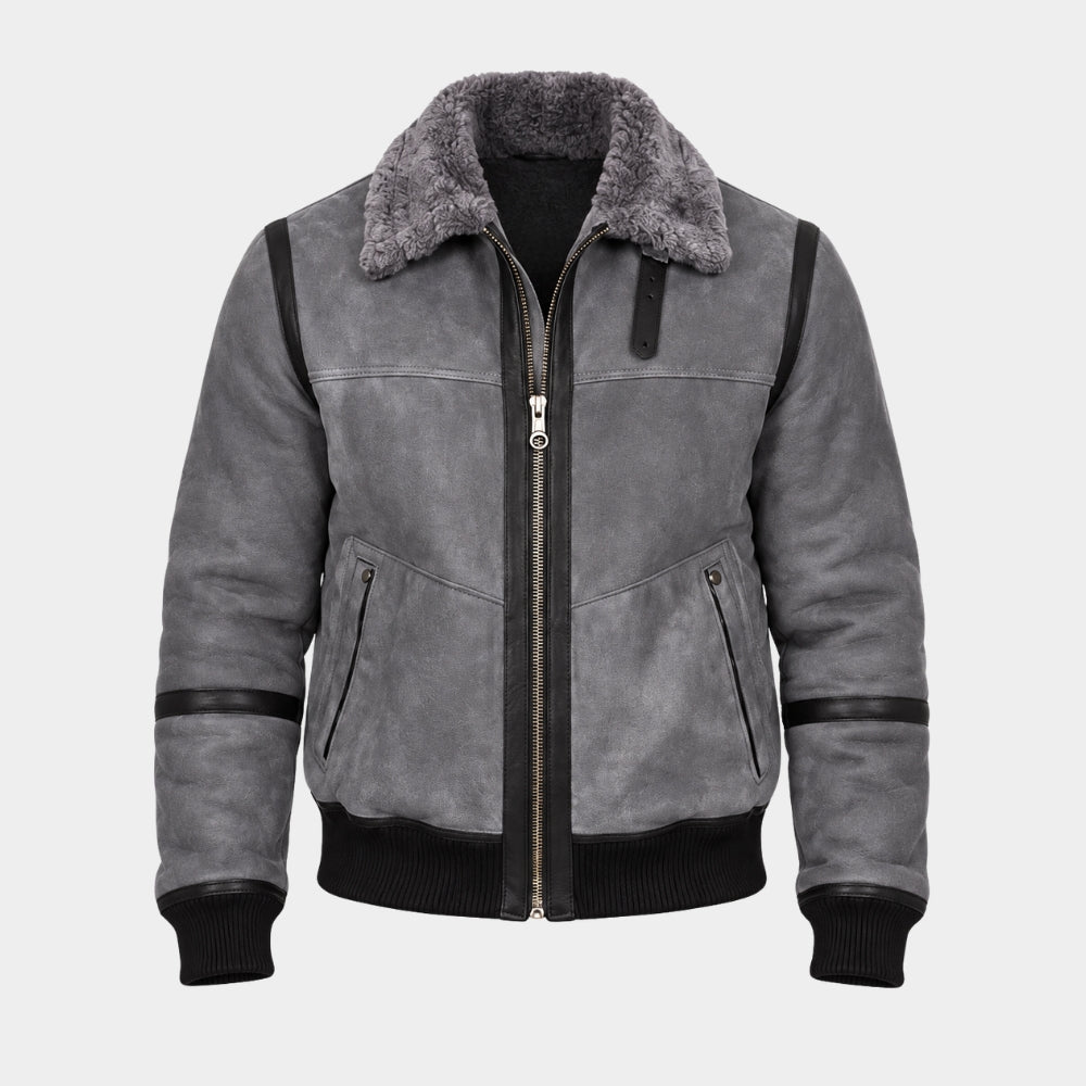 Mike Tyson Grey Shearling Leather Jacket