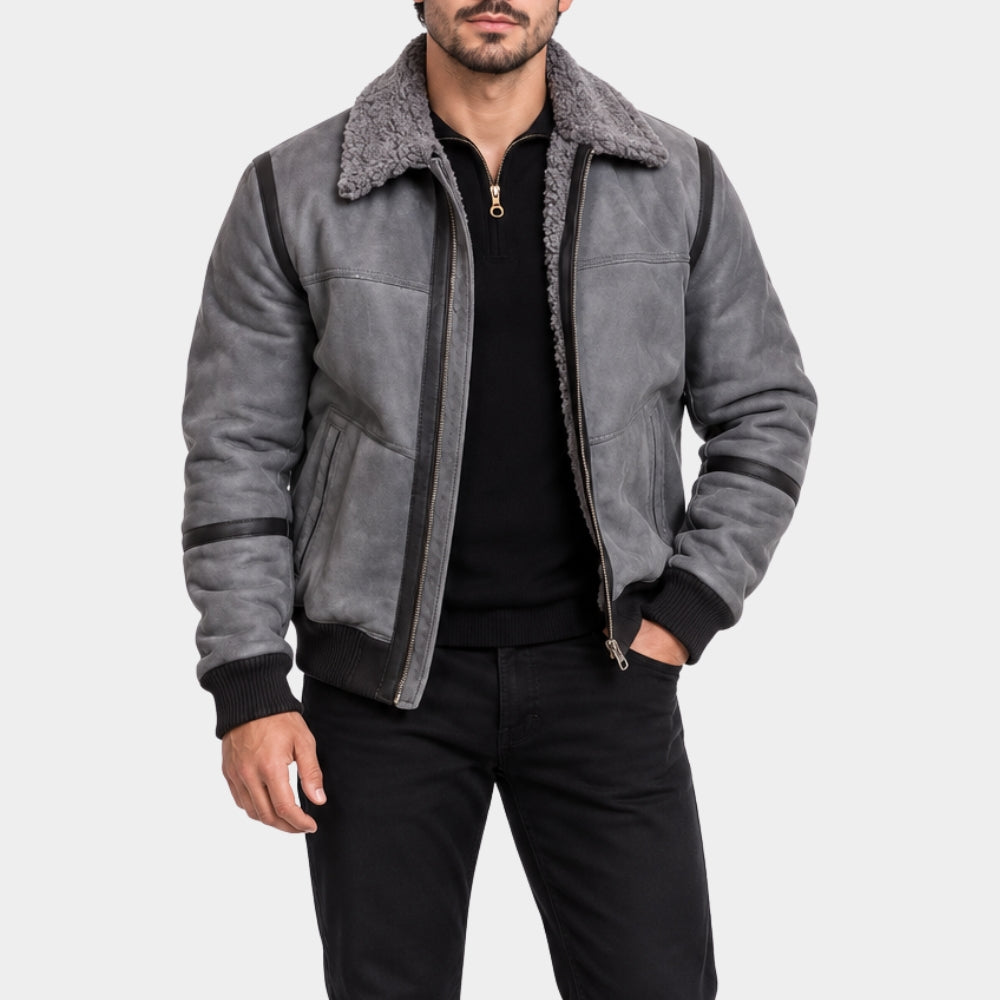 Mike Tyson Grey Shearling Leather Jacket