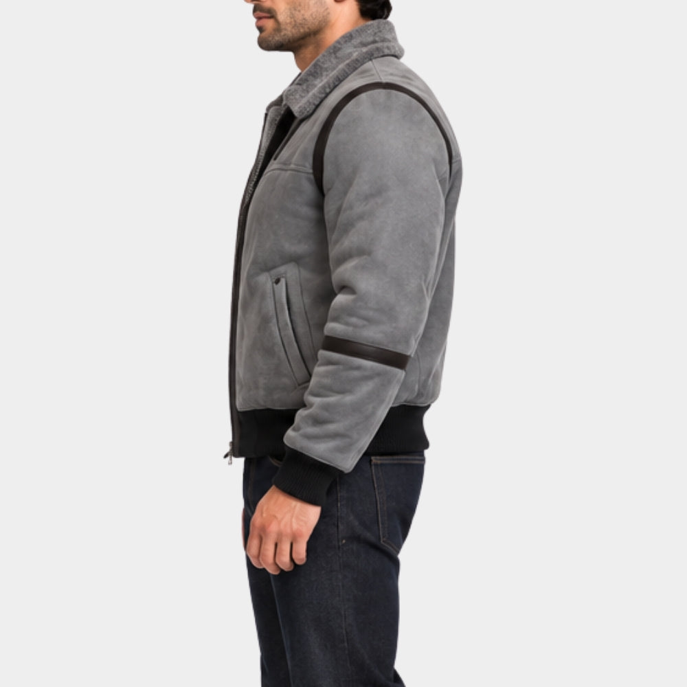 Mike Tyson Grey Shearling Leather Jacket