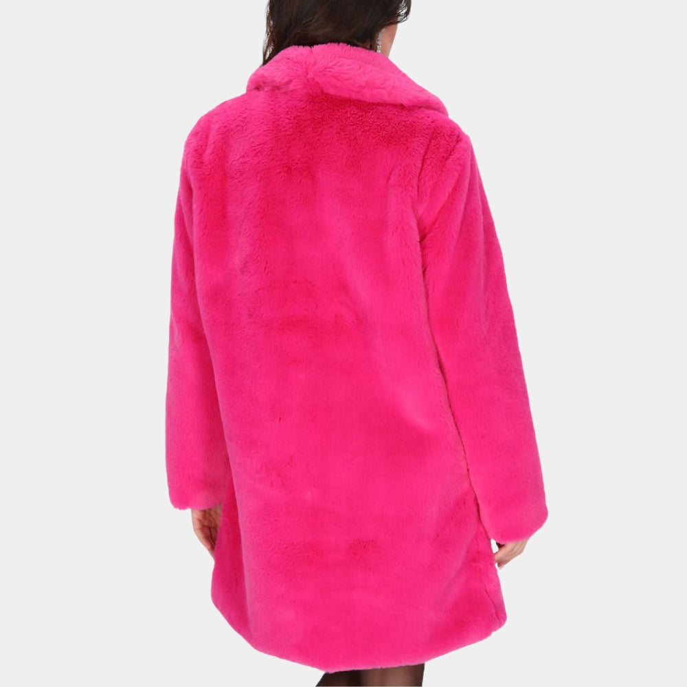 Miss Americana  I Can Do It With A Broken Heart Taylor Swift Pink Faux Fur Coat - Back View