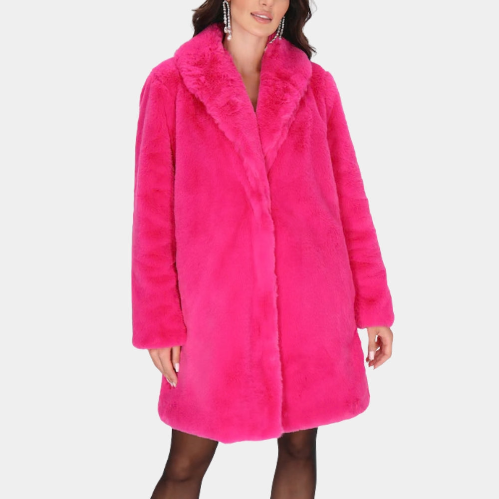 Miss Americana  I Can Do It With A Broken Heart Taylor Swift Pink Faux Fur Coat - Front View