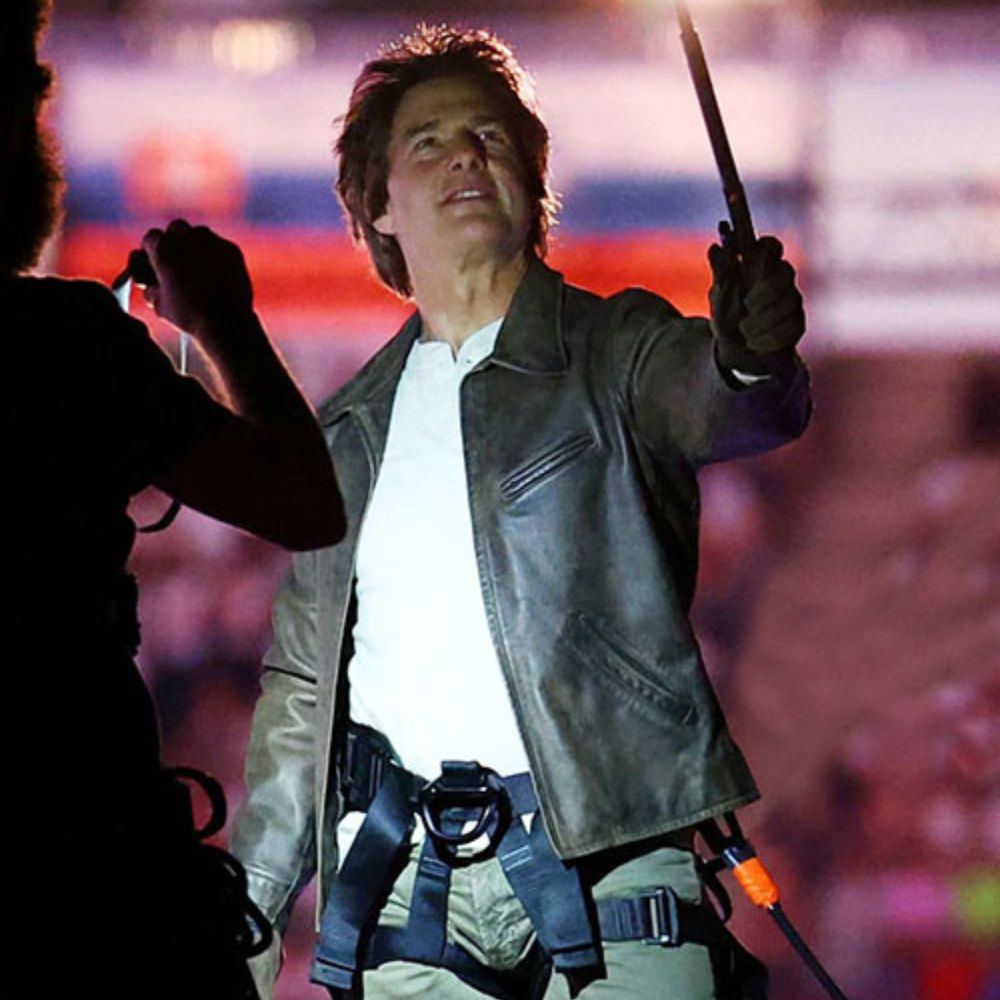 Mission Impossible The Final Reckoning Tom Cruise Brown Leather Jacket - Character Front View