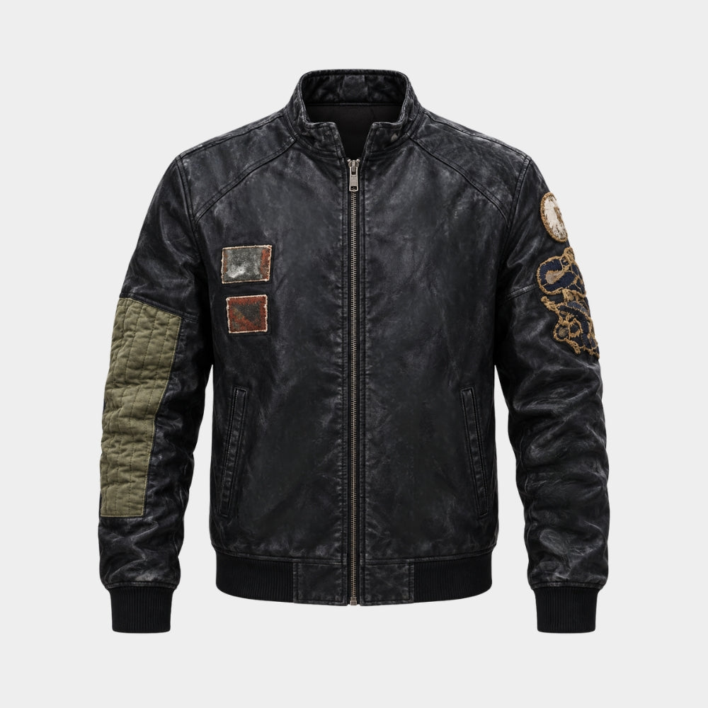 Money Trap Arıza Rıza Black Leather Bomber Jacket