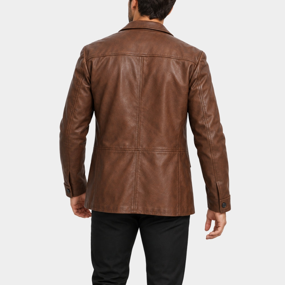 Money Trap Asım Noyan Brown Leather Blazer