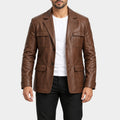 Money Trap Asım Noyan Brown Leather Blazer