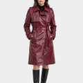 Money Trap Demet Akbağ Maroon Leather Trench Coat