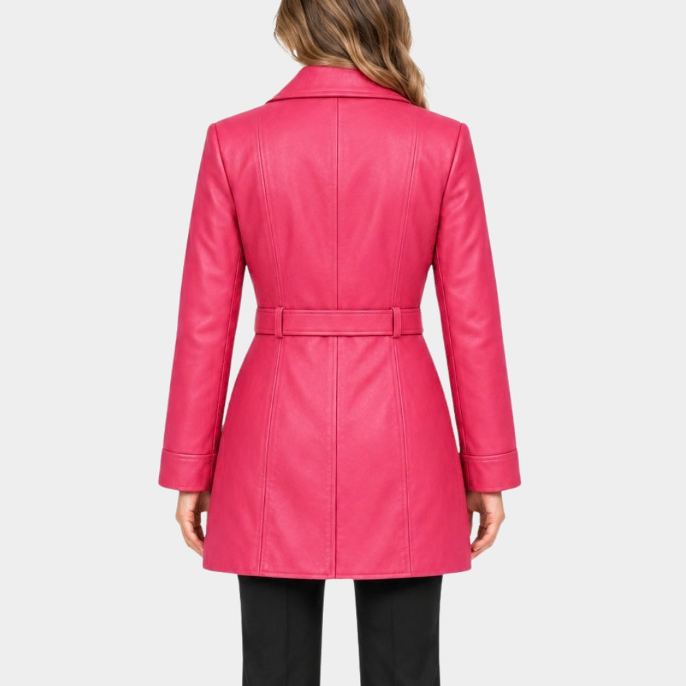 Money Trap Ezgi Mola Pink Leather Jacket