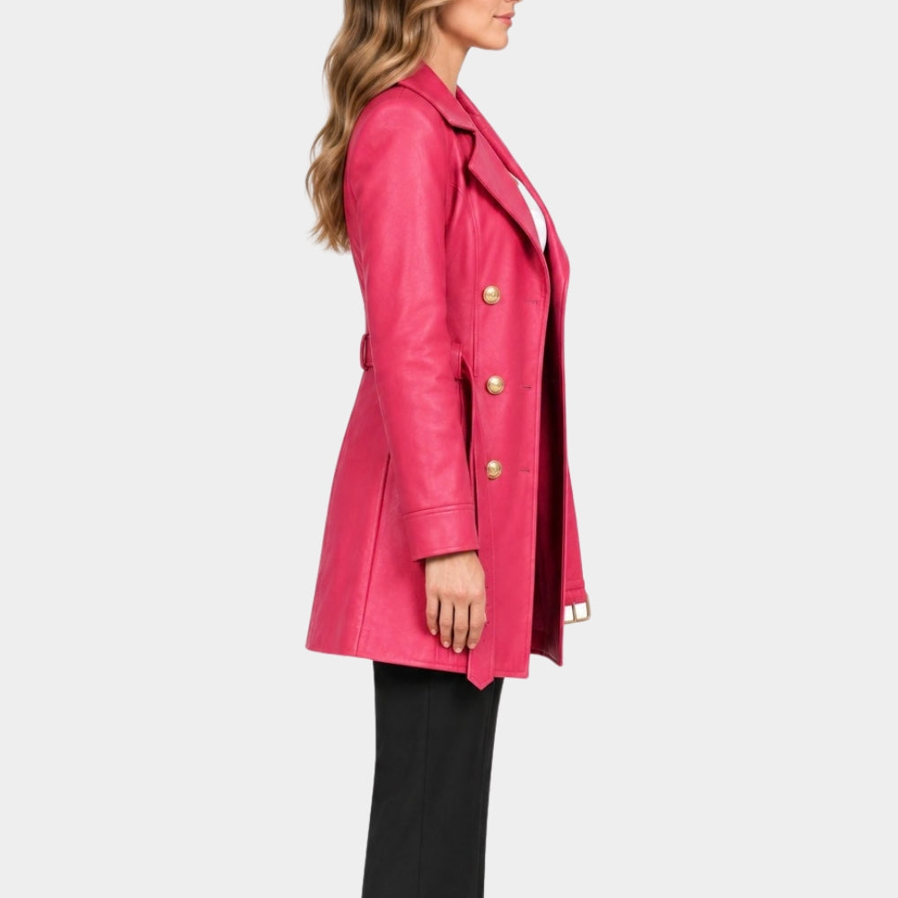 Money Trap Ezgi Mola Pink Leather Jacket