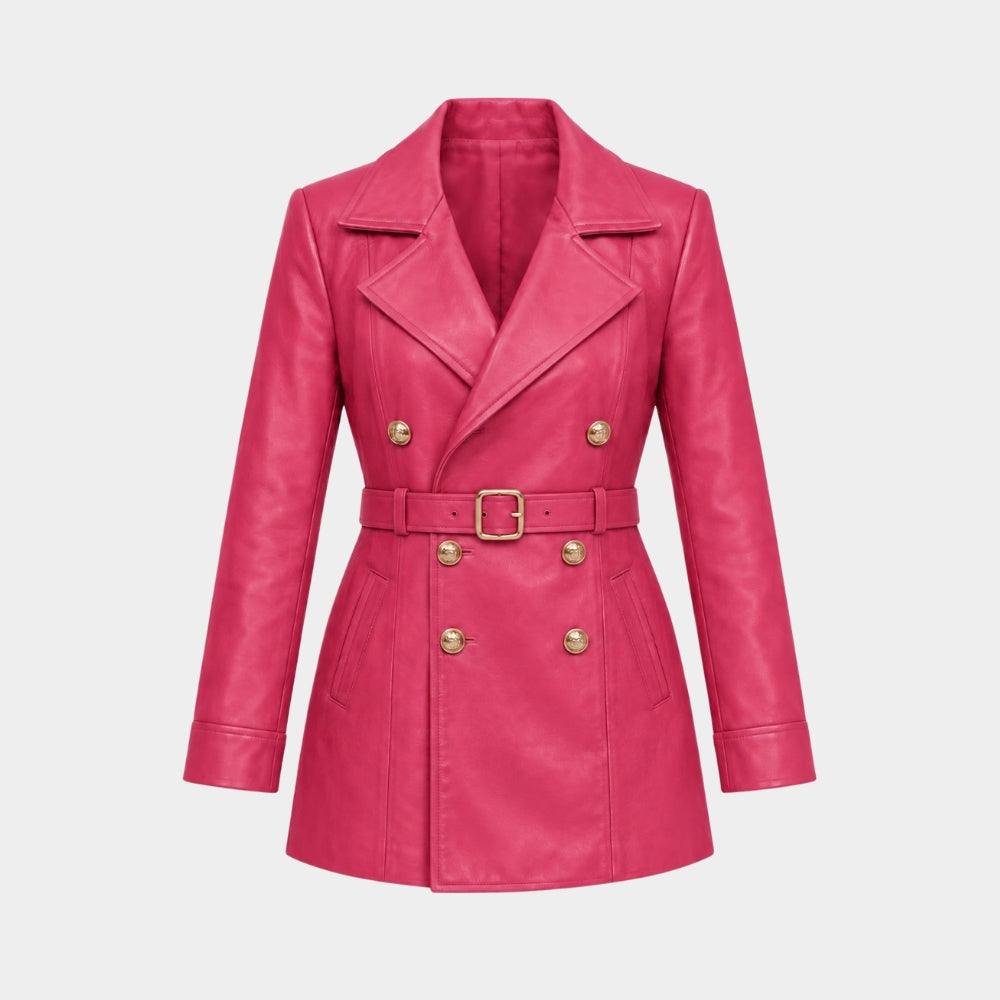 Money Trap Ezgi Mola Pink Leather Jacket