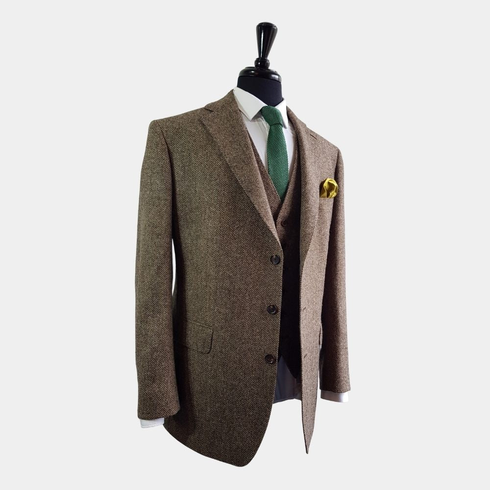 Mr Monk's Last Case's Tony Shalhoub Brown Wool Three Button Blazer - Mannequin Side View