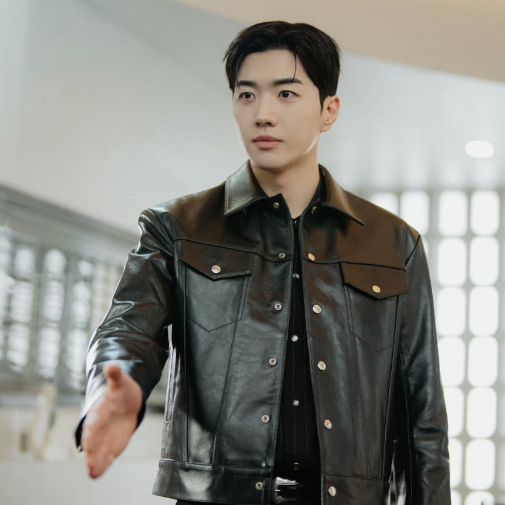 My Bias, My Boss Kang Hoon Black Leather Jacket