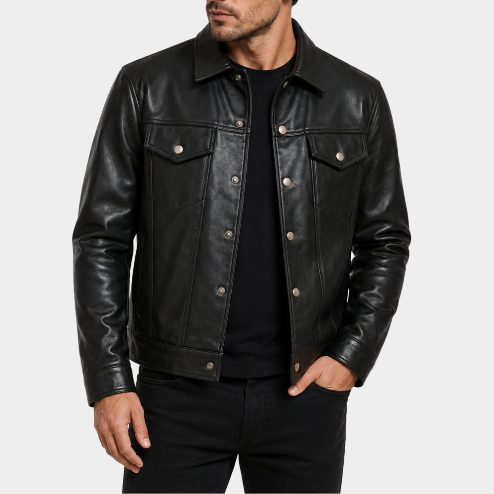 My Bias, My Boss Kang Hoon Black Leather Jacket