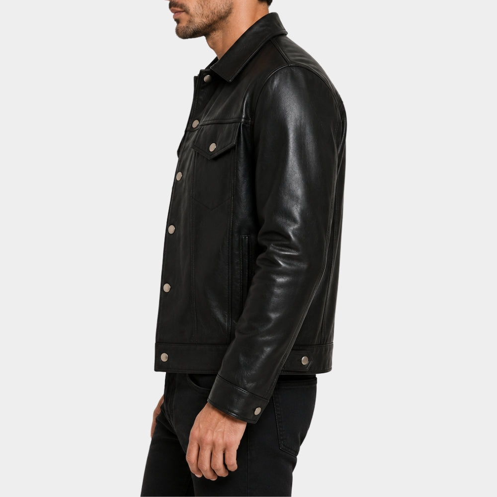 My Bias, My Boss Kang Hoon Black Leather Jacket