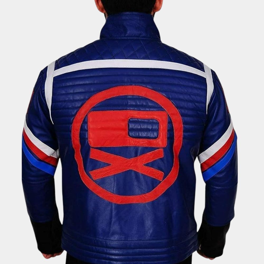 My Chemical Romance  Singer Gerard Way Blue Leather Jacket - Back View