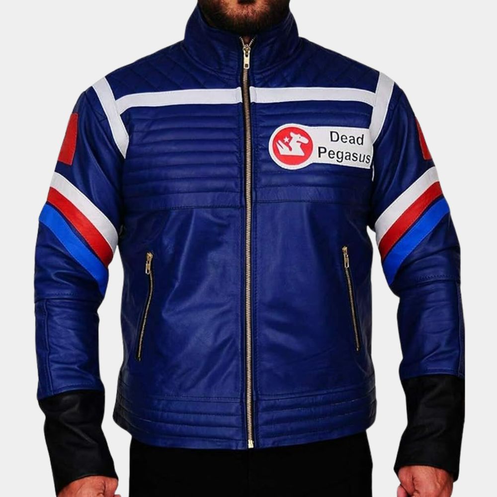 My Chemical Romance  Singer Gerard Way Blue Leather Jacket - Front View