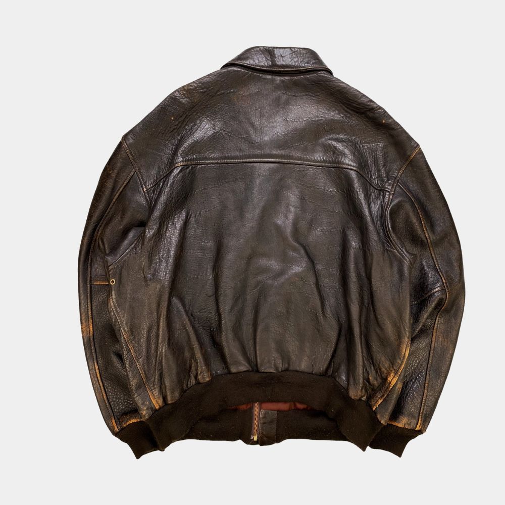 My Fault London Matthew Broome Brown Vintage Leather Jacket - Mannequin Back View