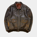 My Fault London Matthew Broome Brown Vintage Leather Jacket - Mannequin Front View