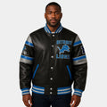 NFL  Detroit Lions Black & Blue Varsity Jacket - Front View