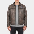 NFR 2023  Las Vegas Vintage Tan Distressed Leather Jacket - Front View