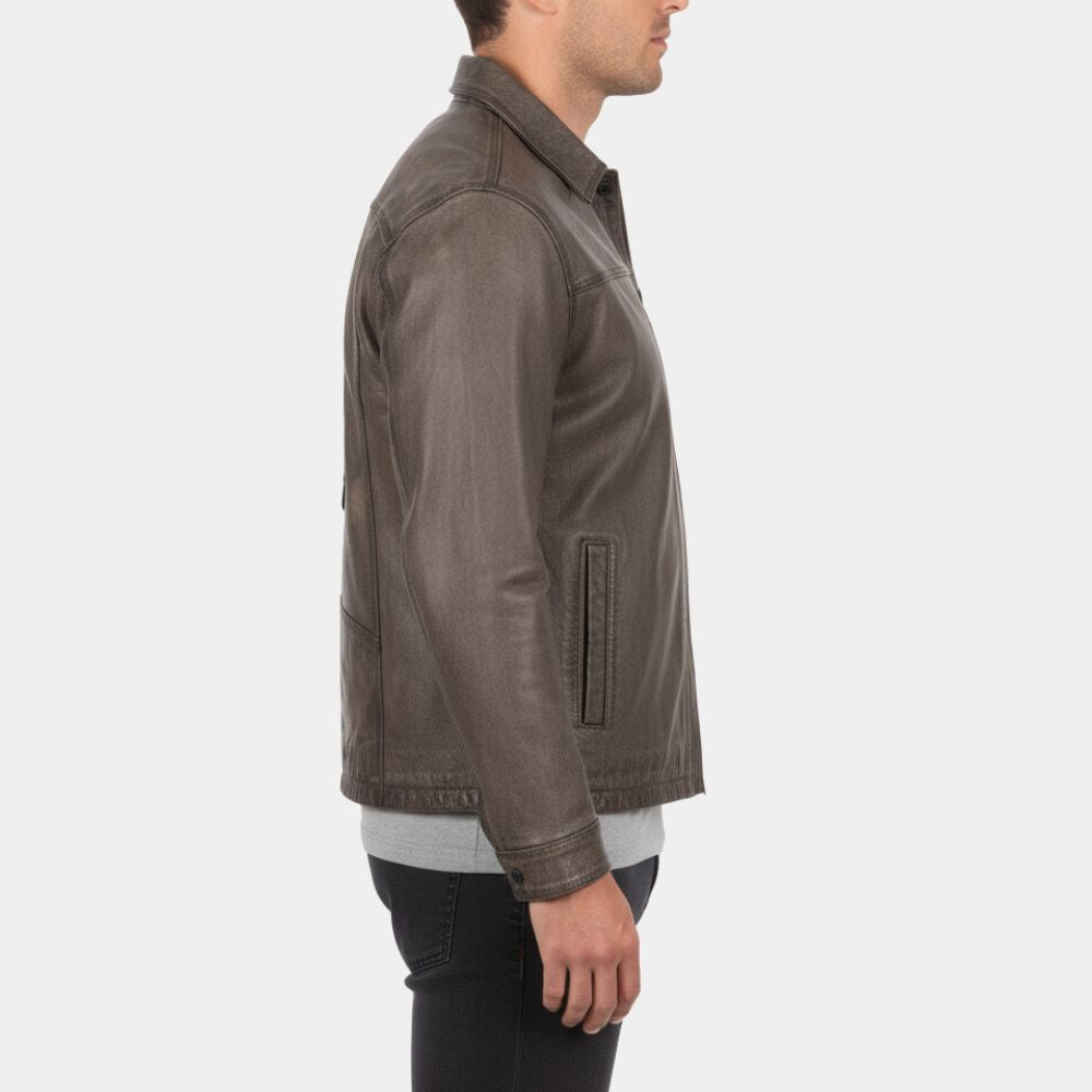 NFR 2023  Las Vegas Vintage Tan Distressed Leather Jacket - Side View