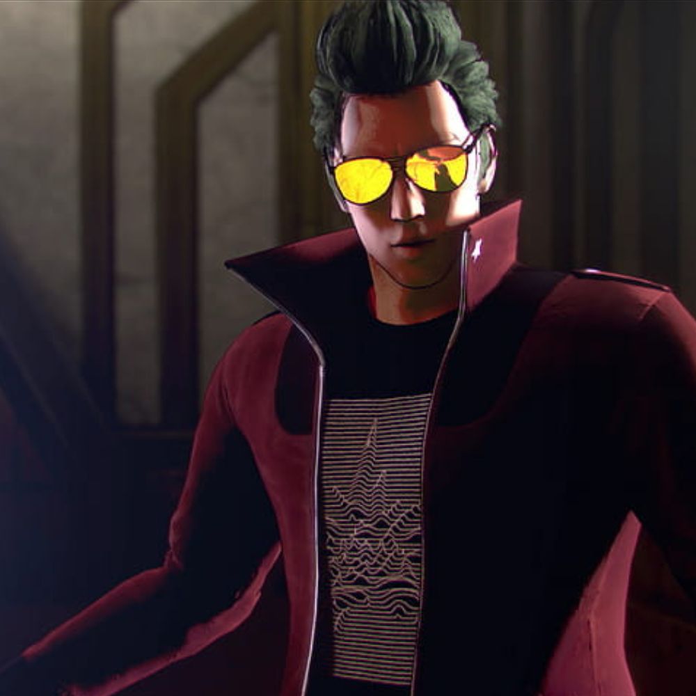NMH III  Travis Touchdown Red and Black Leather Jacket - Character Front View