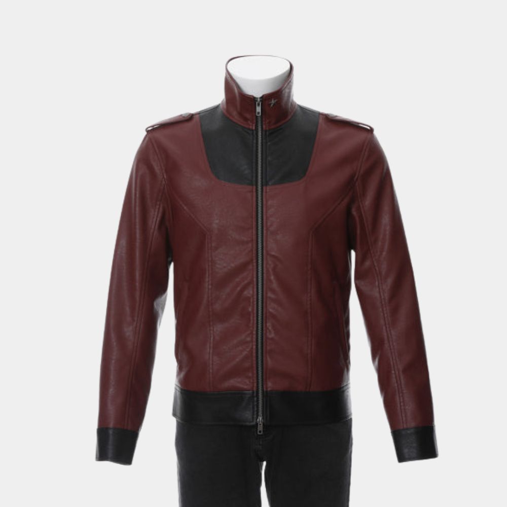 NMH III  Travis Touchdown Red and Black Leather Jacket - Mannequin Front View