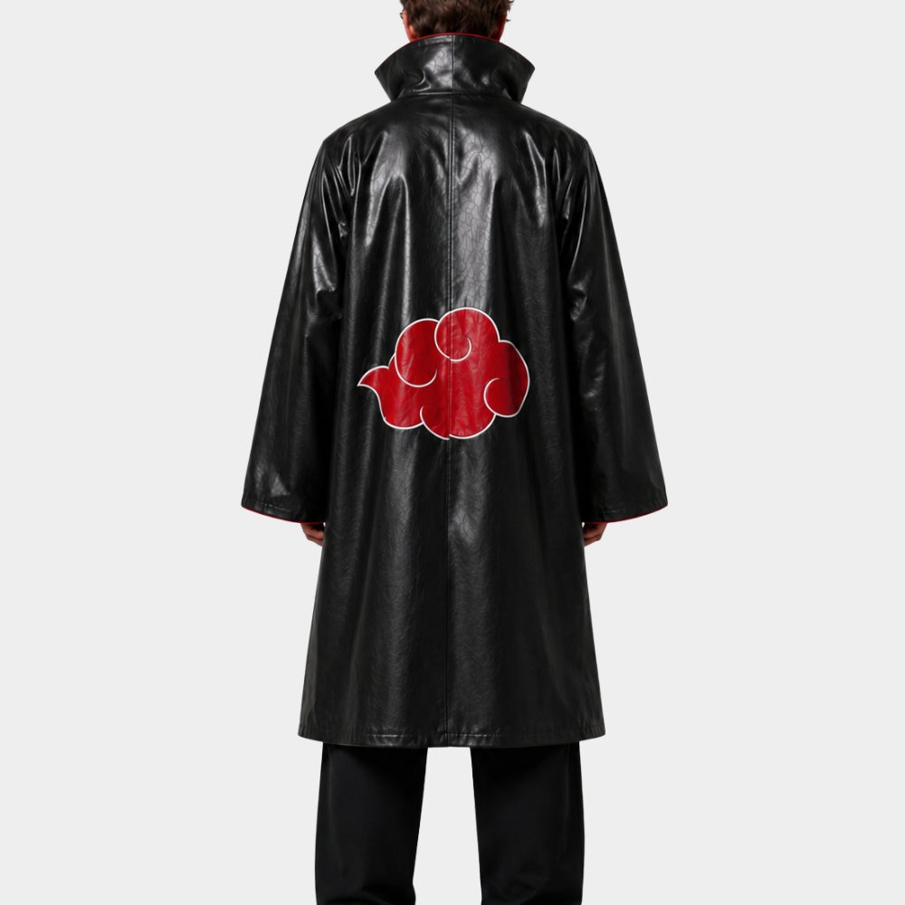 Naruto Itachi Uchiha Akatsuki Black Leather Cloak