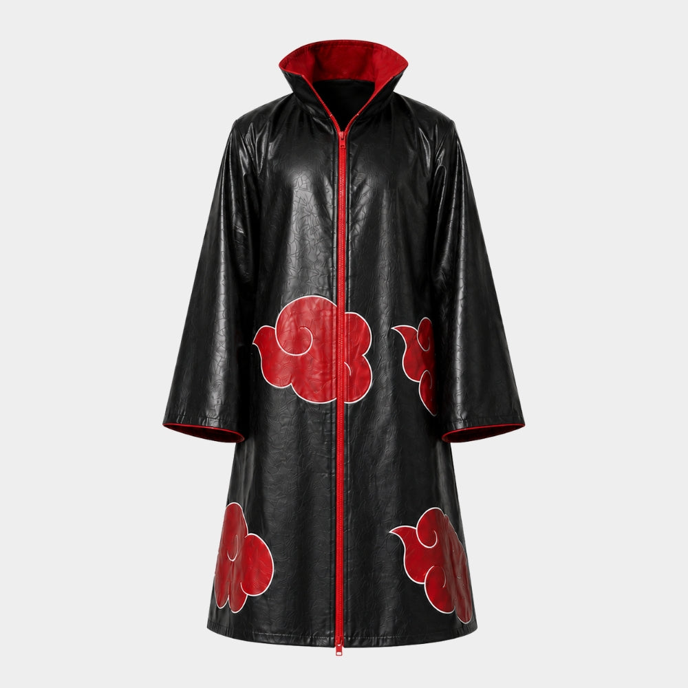 Naruto Itachi Uchiha Akatsuki Black Leather Cloak