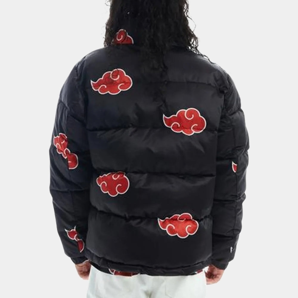 Naruto  Akatsuki Black Puffer Jacket - Back View