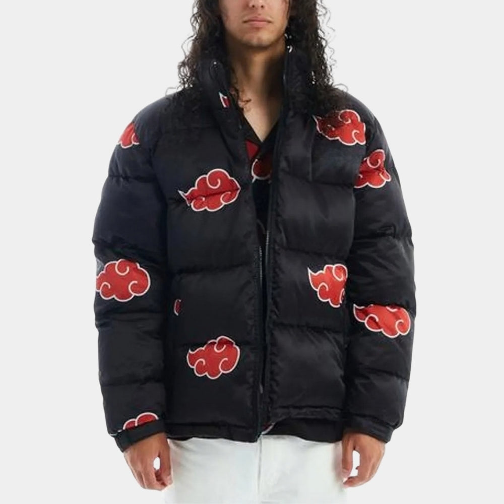 Naruto  Akatsuki Black Puffer Jacket - Front View