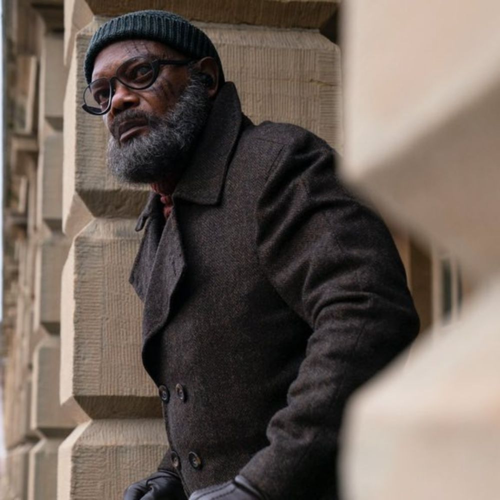 Nick Fury Brown Wool Trench Coat - Character Side View