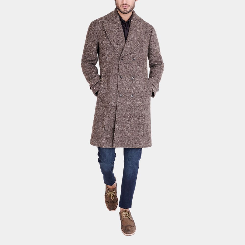 Nick Fury Brown Wool Trench Coat - Front Posture View