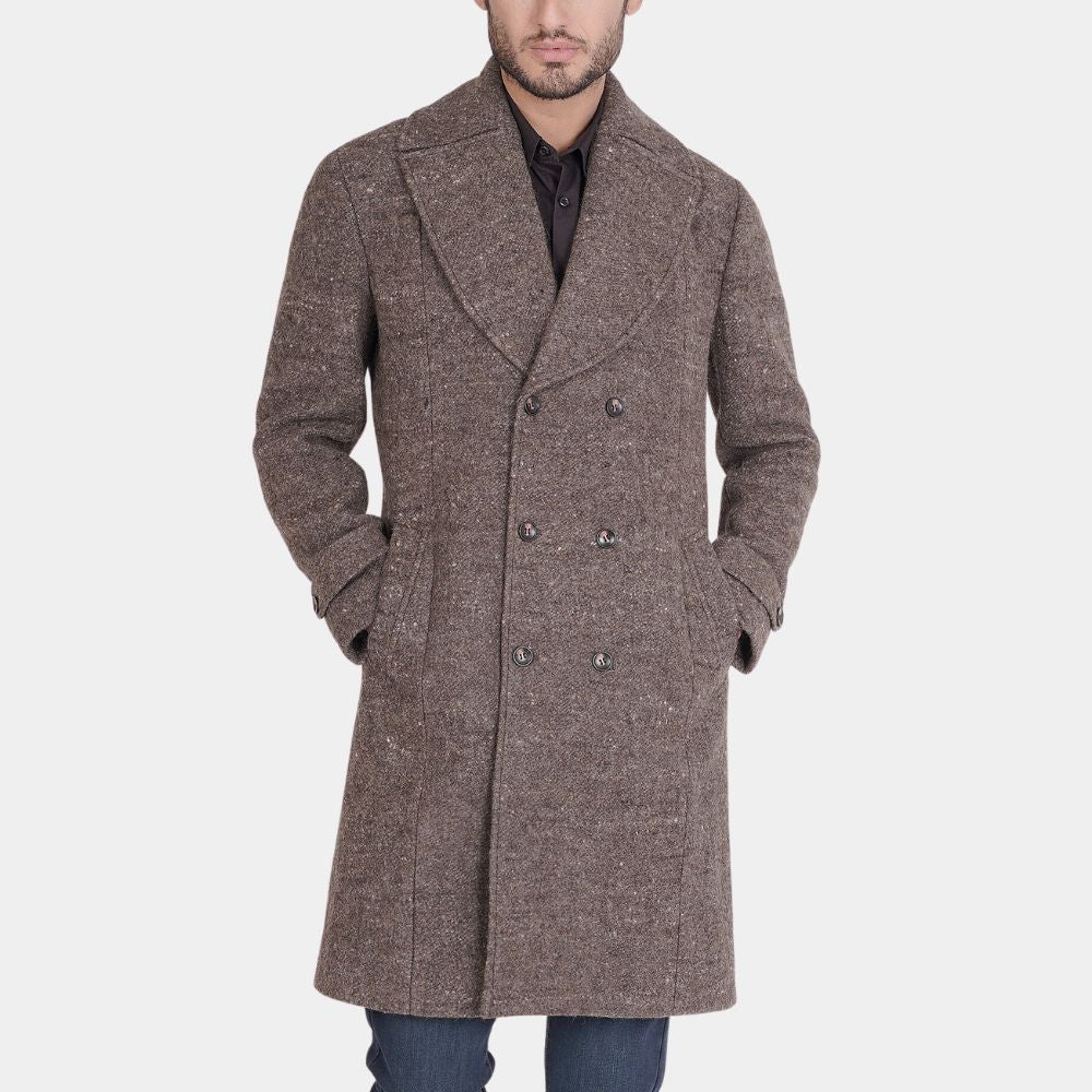 Nick Fury Brown Wool Trench Coat - Front View