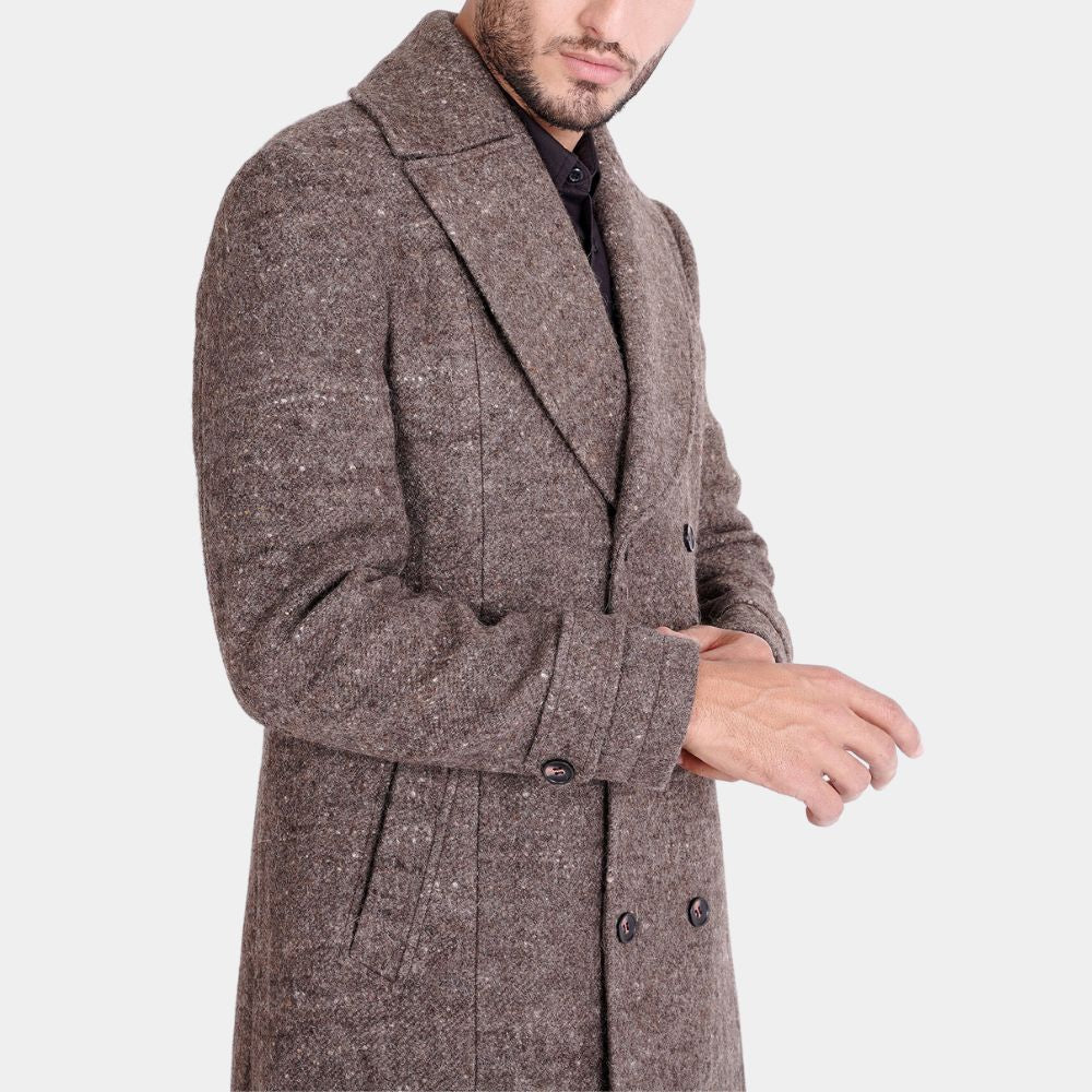 Nick Fury Brown Wool Trench Coat - Side View