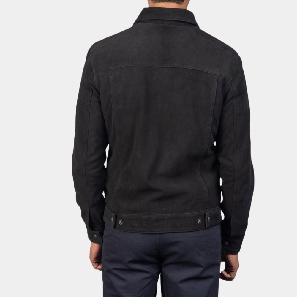 No Country for Old Men Anton Chigurh Trucker Style Black Jacket - Back View