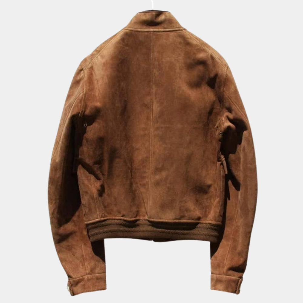 Nobody  Hutch Mansell aka Bob Odenkirk Suede Leather Jacket - Mannequin Back View