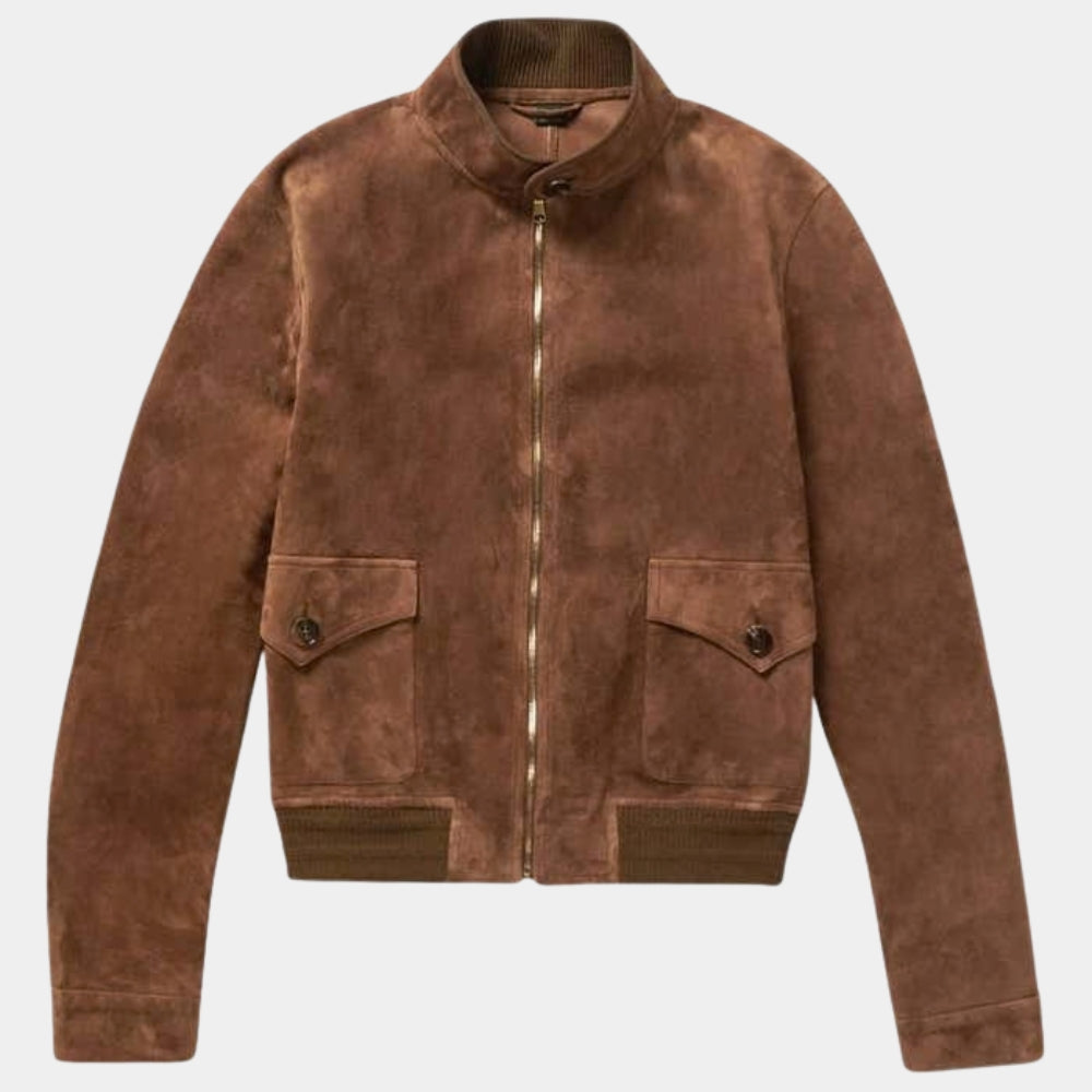 Nobody  Hutch Mansell aka Bob Odenkirk Suede Leather Jacket - Mannequin Front View