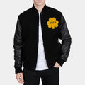 Notre Dame  Irish Black Wool With Leather Sleeves Varsity Jacket - Front View