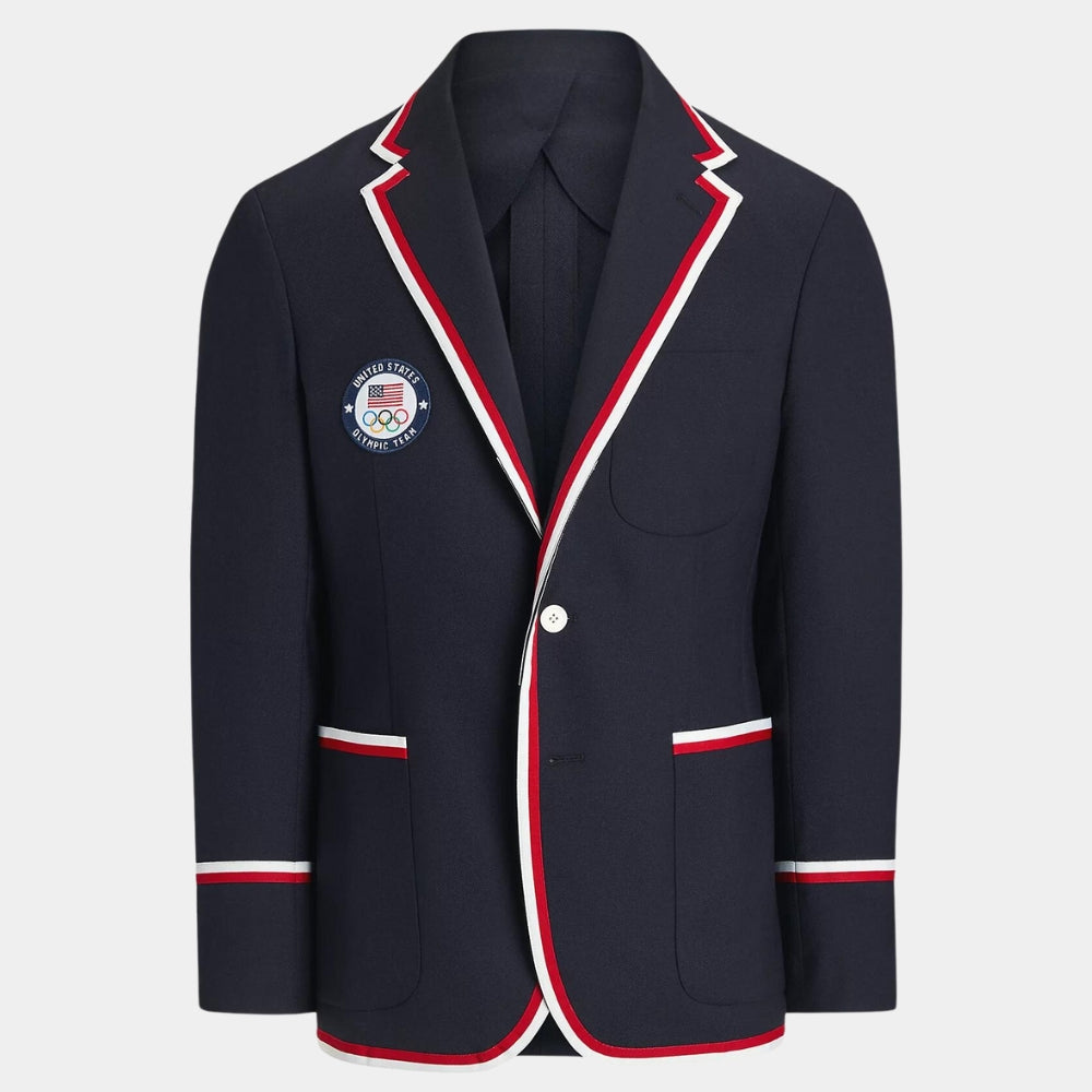 Olympic Games Paris 2024 Team USA Opening Ceremony Blue Cotton Blazer - Mannequin Front View