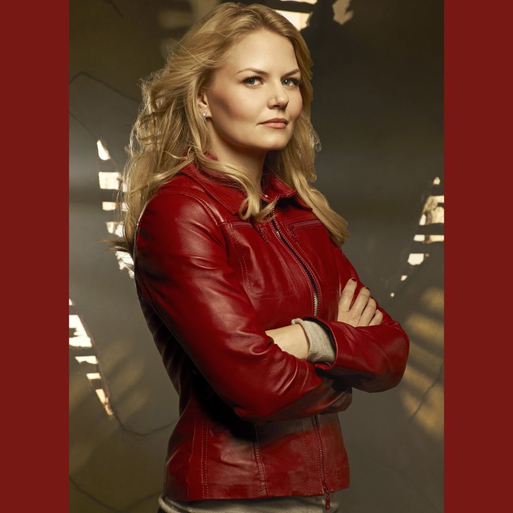 Once Upon A Time Emma Swan Red Leather Biker Jacket - Character Side View