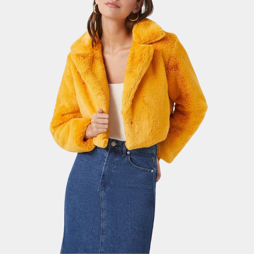 Only Murders in the Building Selena Gomez aka Mabel Mora Yellow Cropped Jacket - Front View