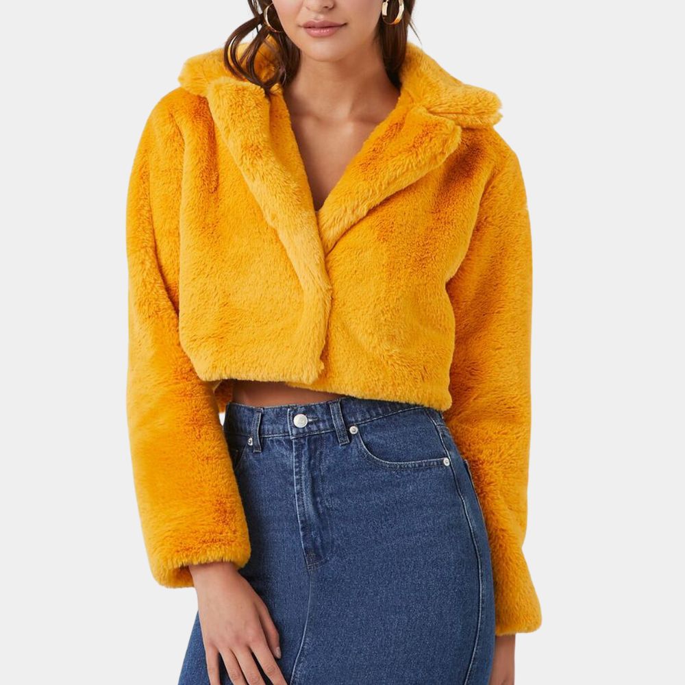 Only Murders in the Building Selena Gomez aka Mabel Mora Yellow Cropped Jacket - Posture Front View